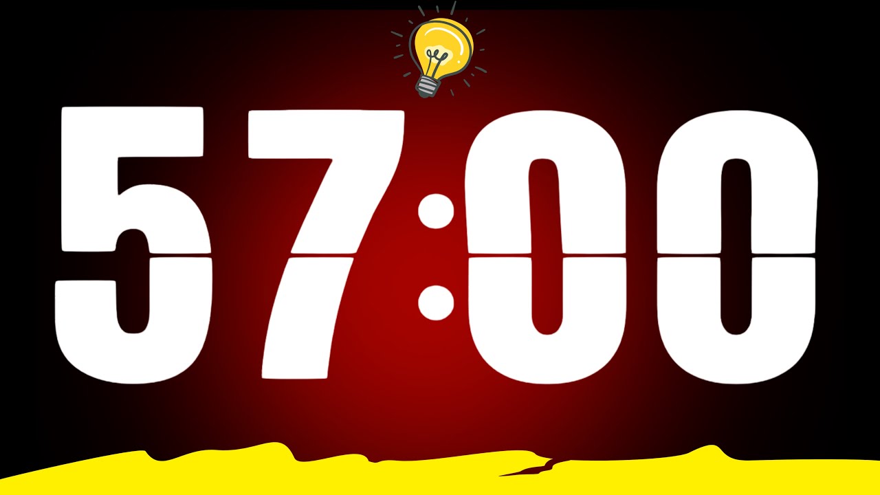 57 Minute Countdown Timer 🔔 Large Display with Alarm