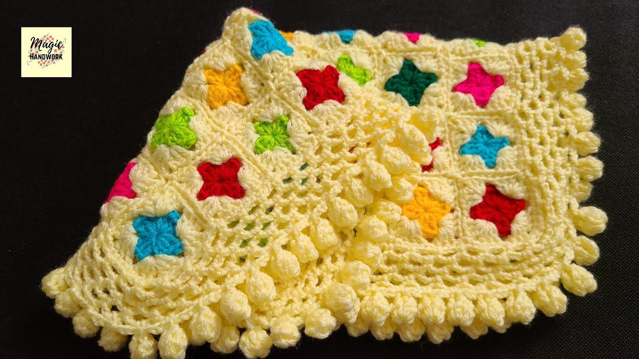 बची ऊन से बनाए टेबल कवर,थालपोश, पूजाआसन, Crochet square Tikki Thalpose, Granny square, Shawl pattern