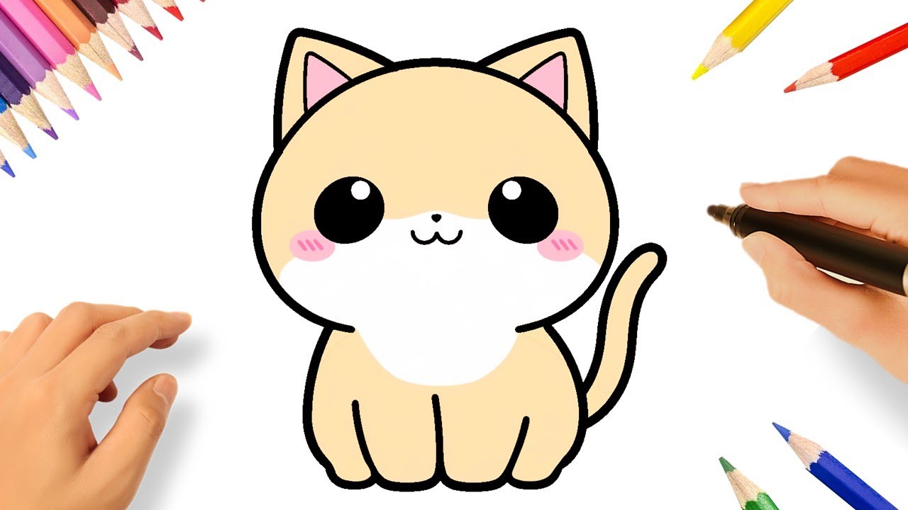 COMO DESENHAR UM GATINHO FÁCIL TUTORIAL PASSO A PASSO 😻