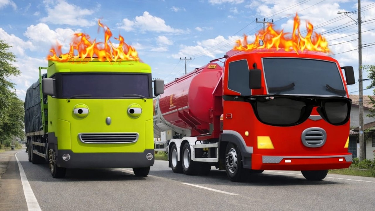 Wow Ada Truk Tangki Pertamina, Truk Tronton, Truk Kontainer Berubah Jadi Tayo & Kawan2