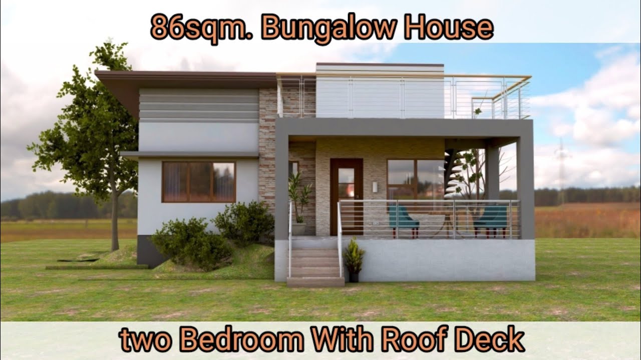 86sqm. Two bedroom Bungalow House with Roof deck