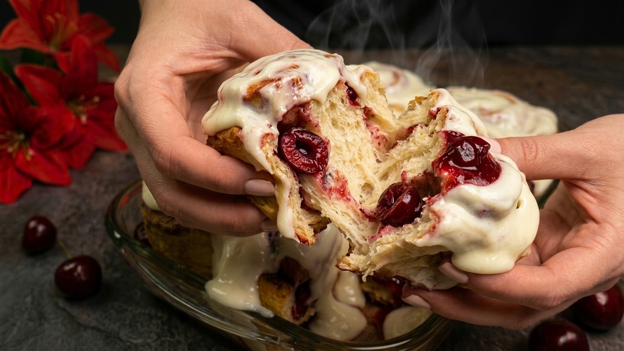 НЕВЕРОЯТНО МЯГКИЕ Cinnabon рулеты с корицей и ВИШНЕЙ 🍒🔥 | Пошаговый рецепт, как в кафе!