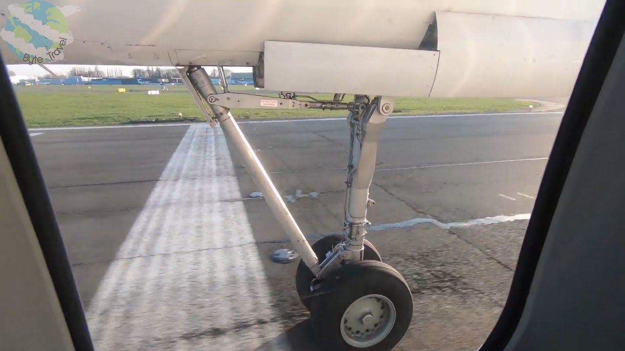 VLM Airlines Fokker 50 Engine Start and Evening Takeoff from Antwerp to London City