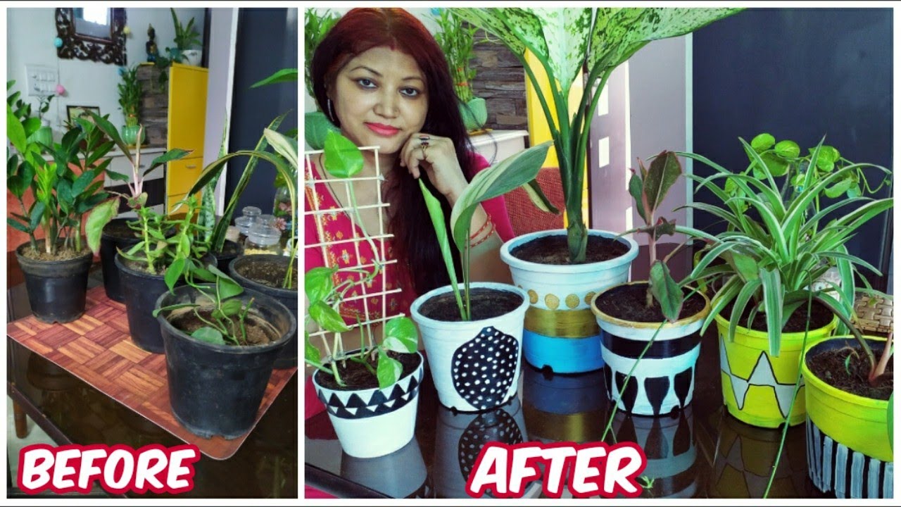 DIY PLASTIC POT MAKEOVER PLASTIC PLANTER MAKEOVER•Plant pot painting•