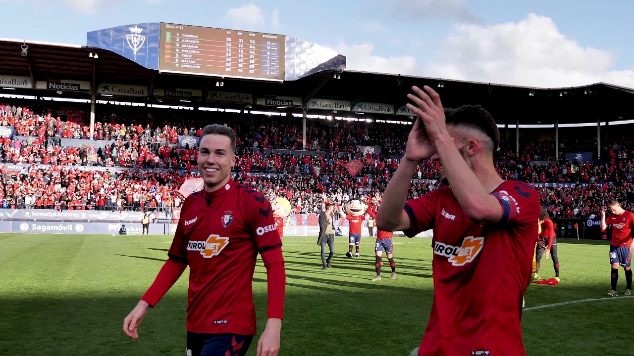 Celebración en El Sadar tras la victoria ante el Albacete