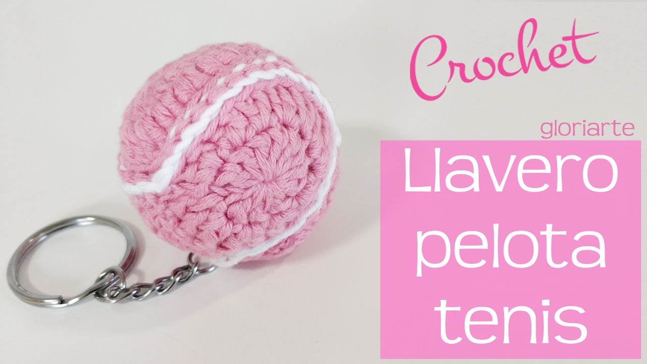 LLAVERO PELOTA de TENIS de GANCHILLO. CROCHET TENNIS BALL KEYCHAIN.