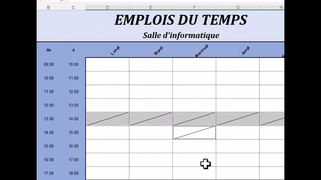 Faire un emploi du temps dans Excel