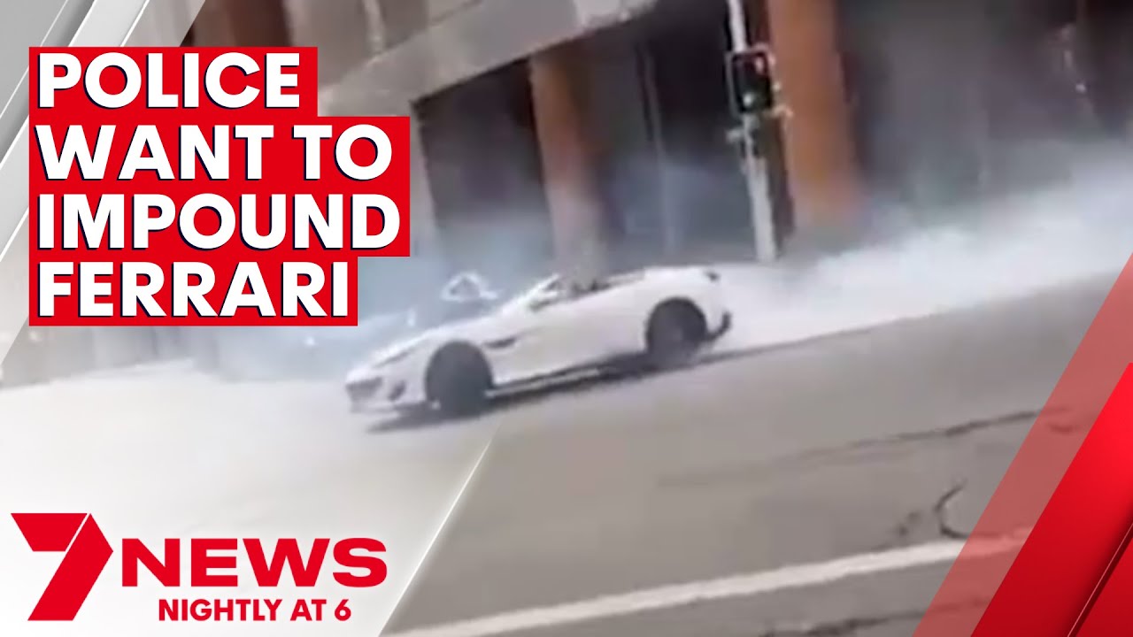 Ferrari driver performs burnouts in Sydney's CBD | 7NEWS