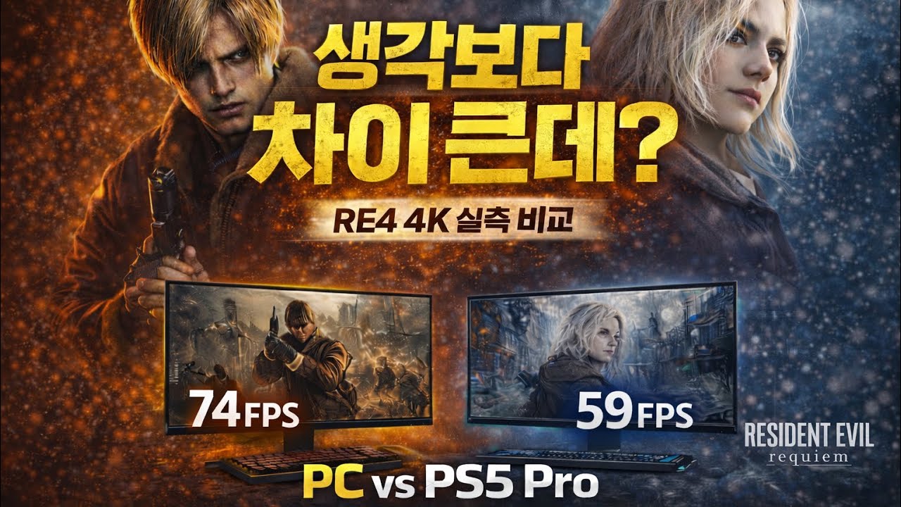 PC vs PS5 Pro 🔥 RE4 4K 풀옵 비교 | 레퀴엠... 가능할까?