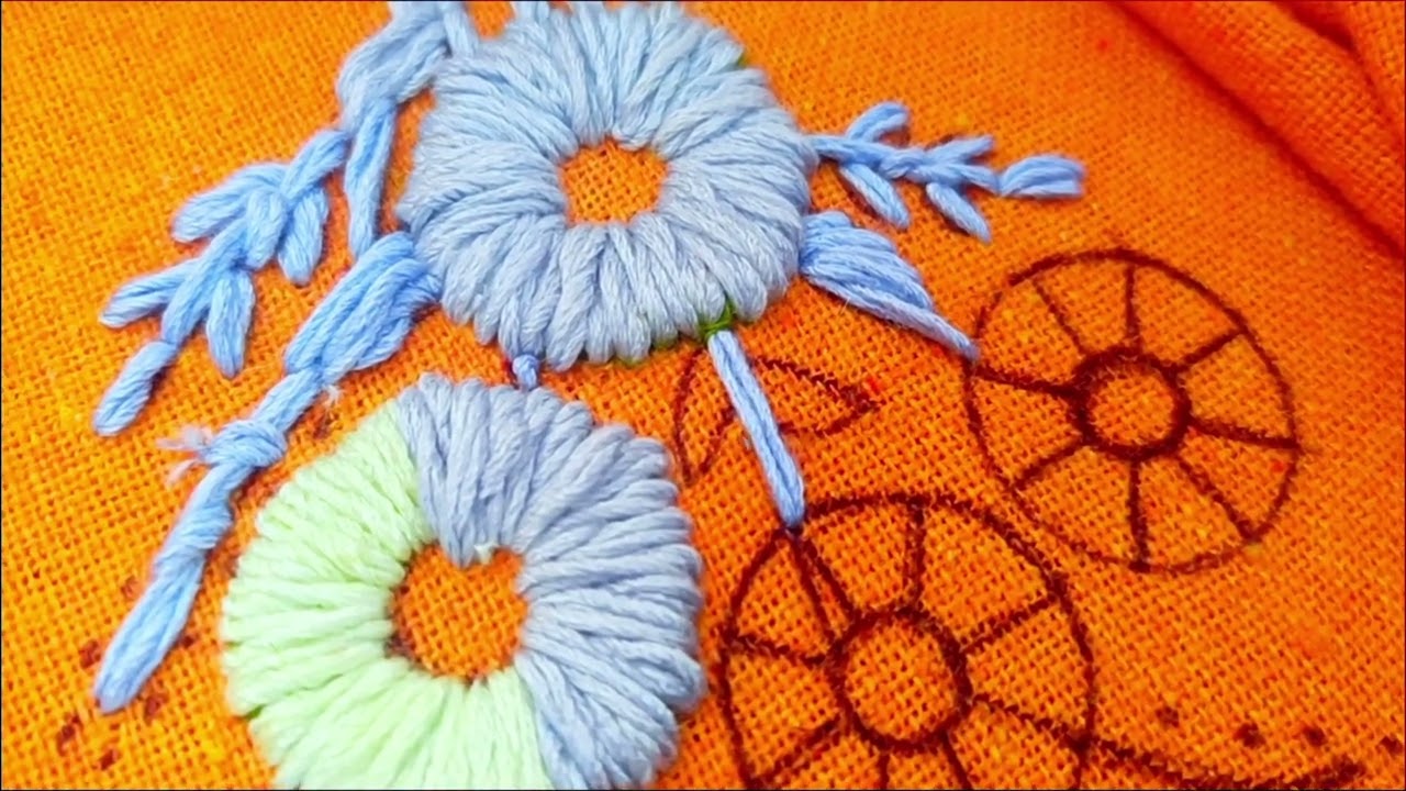 ✨ Elegant Hand Embroidery Flower Design 🌸🧵💙 Satisfying Floral Embroidery on Fabric 🌼✨🌸 Beautiful🔥💕