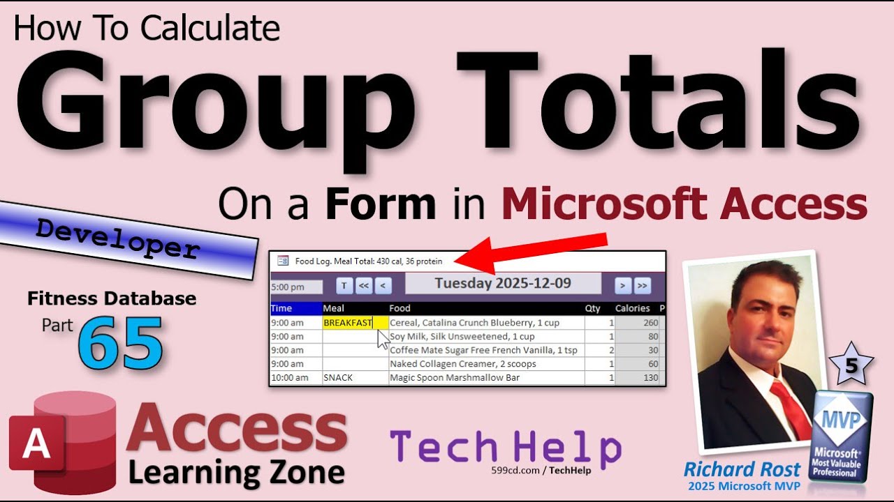 Как рассчитать итоговые суммы по группам в форме в Microsoft Access. Фитнес #65
