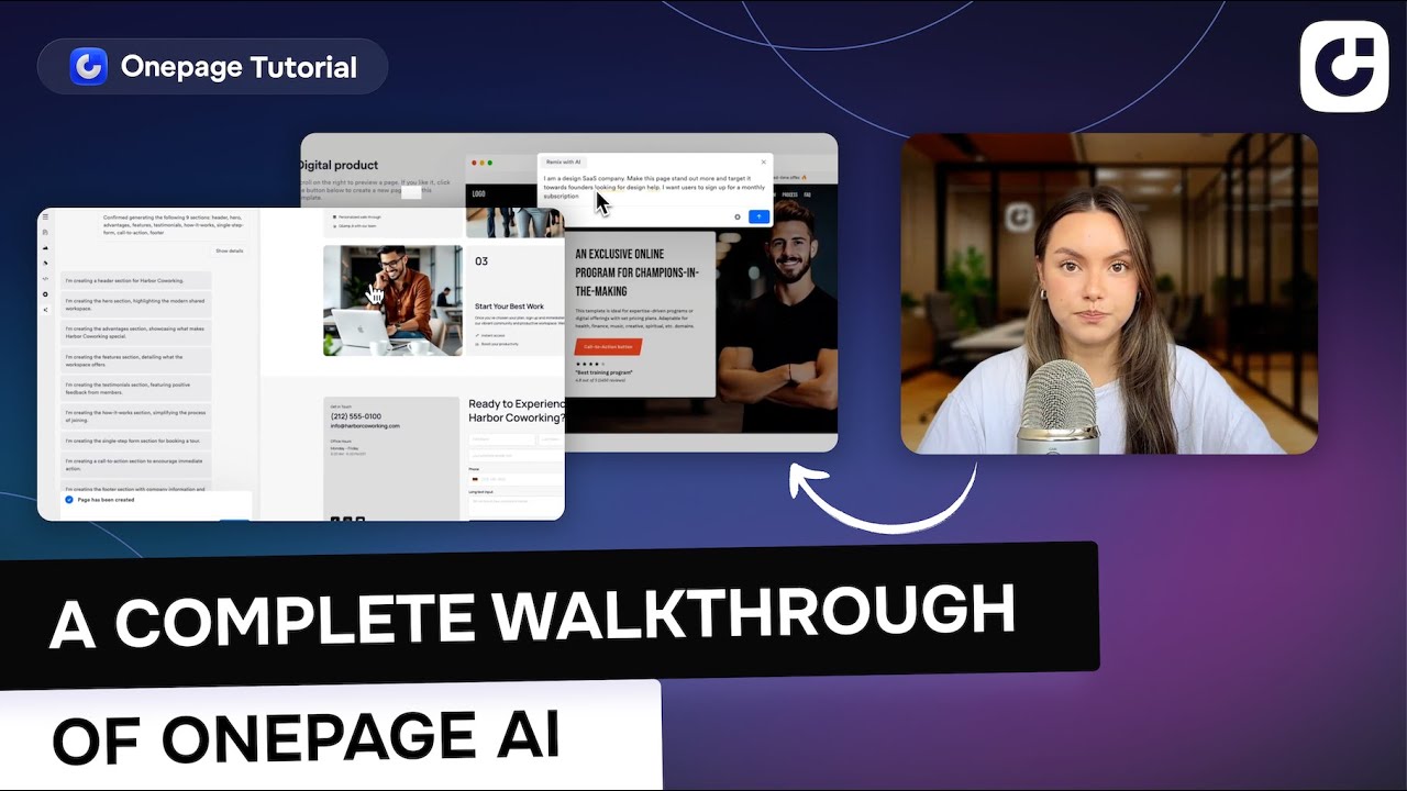 Onepage AI Full Tutorial and Walkthrough: From Idea to Website in Seconds