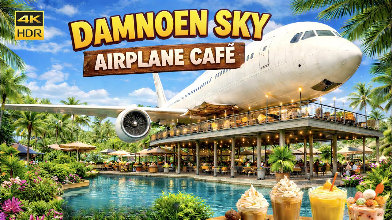 Damnoen Sky Airplane Café Damnoen Saduak near Thailand's Most Famous Floating Market