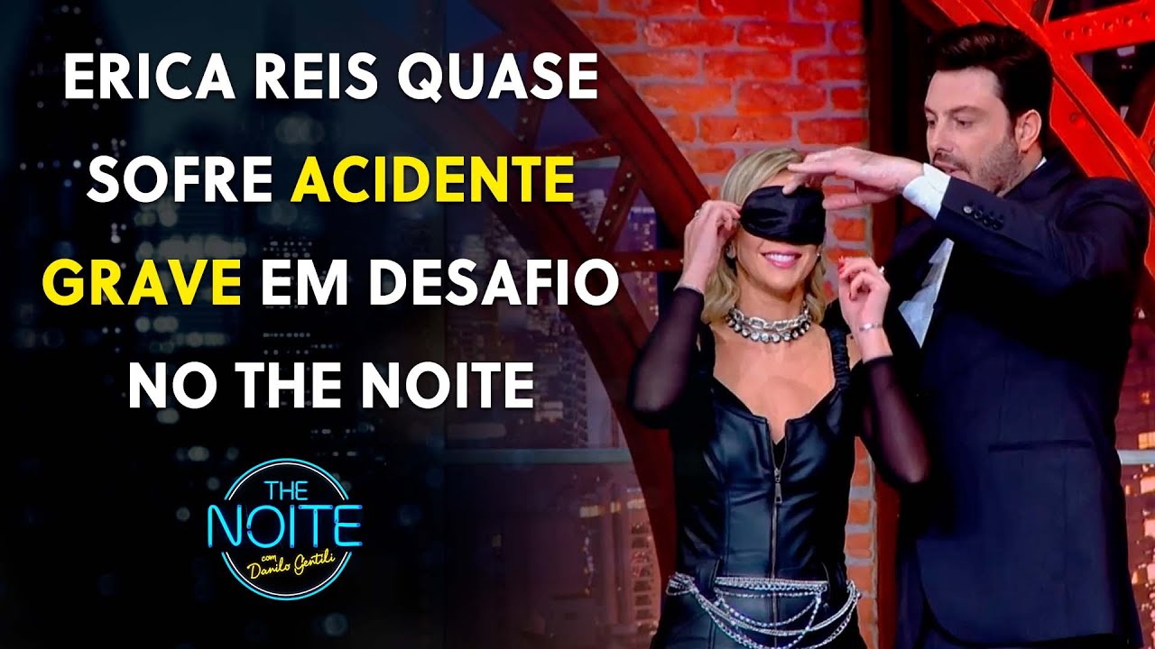 Veja o momento em que Erica Reis quase sofre grave acidente andando de patins | The Noite (05/05/23)