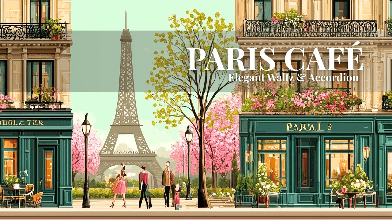 𝐏𝐀𝐑𝐈𝐒 𝐂𝐀𝐅𝐄́ 🌸 Emerald Green Terrace Waltz — Elegant Melodies with Eiffel Tower View [2 HOURS]