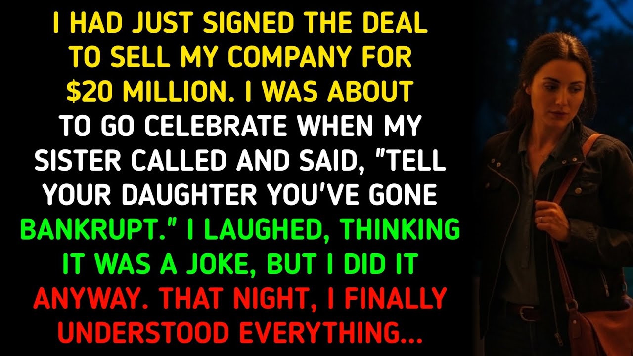 I HAD JUST SIGNED THE DEAL TO SELL MY COMPANY FOR $20 MILLION. I WAS ABOUT TO GO CELEBRATE WHEN MY 