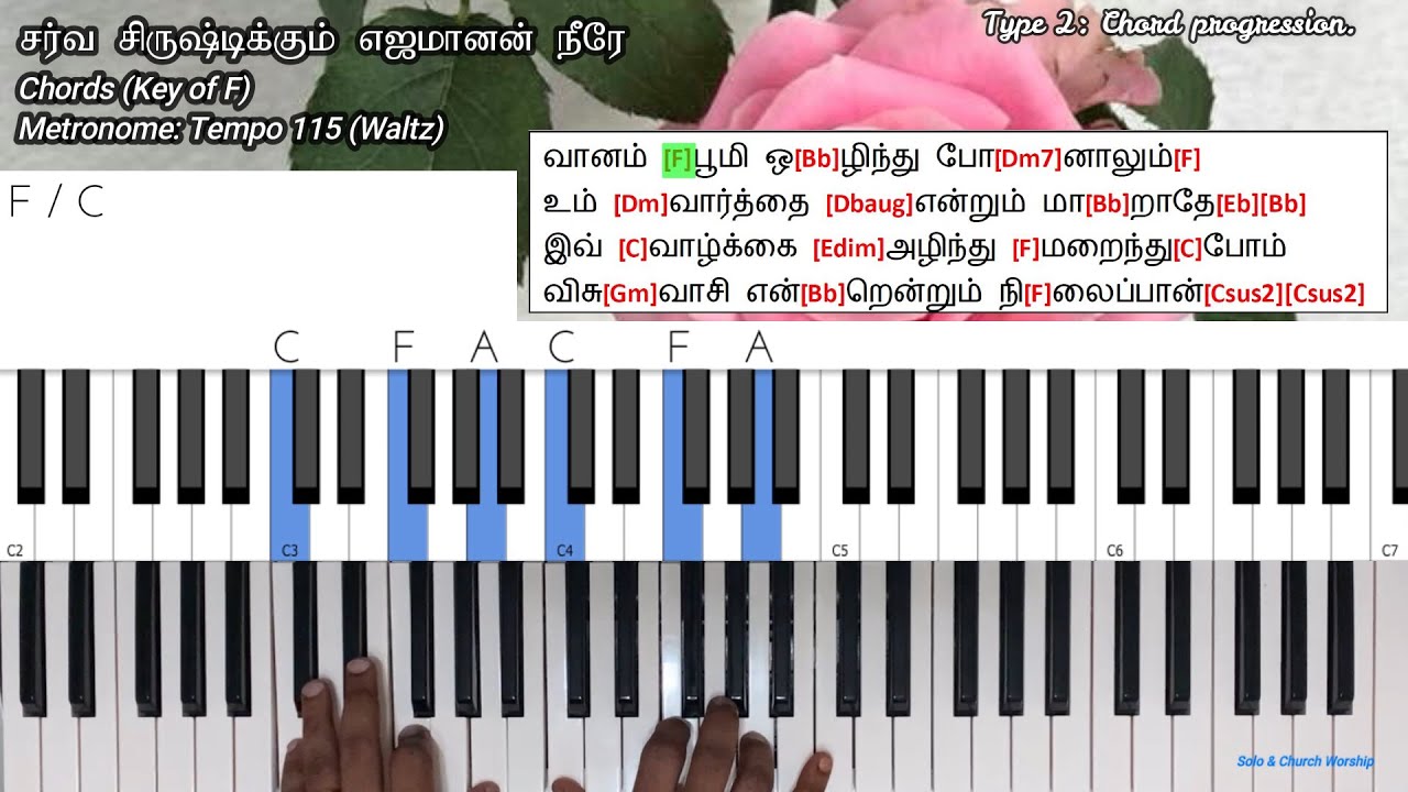 Sarva Srishtikkum Yejamaan | சர்வ சிருஷ்டிக்கும் எஜமானன் நீரே | Chords Guide