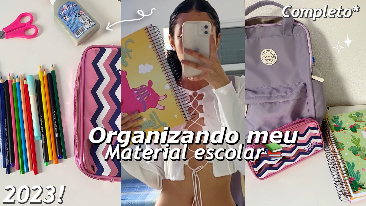 Organizando meu MATERIAL ESCOLAR 2023📚 mochila, estojo, canetas💋