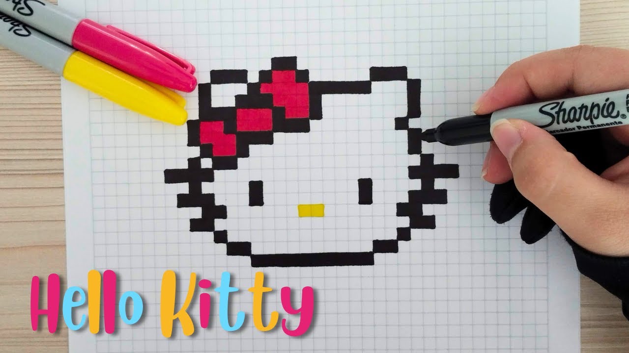 Как нарисовать Hello Kitty в пиксельной графике — пошаговое руководство #pixelart #hellokitty #art