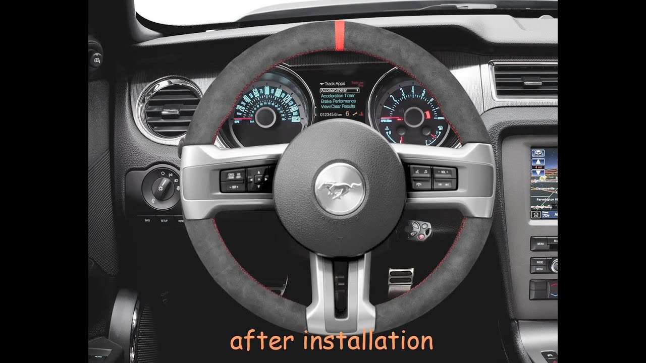 MEWANT---Alcantara Material for Ford Mustang 2010-2014 Car Steering Wheel Cover Installations