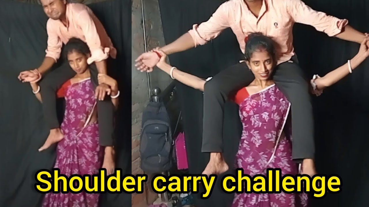 shoulder carry challenge ||husband wife challenge video||shoulder rides