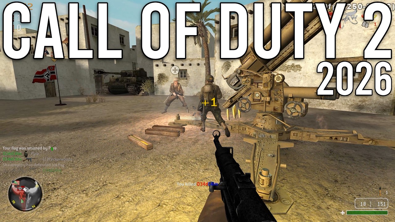 Мультиплеер Call of Duty 2 в 2026 году (заполненный сервер)