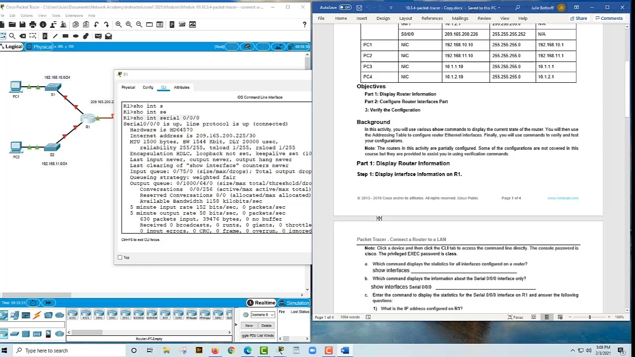 NetAcad ITN Packet Tracer 10.3.4: Connect a Router to a LAN