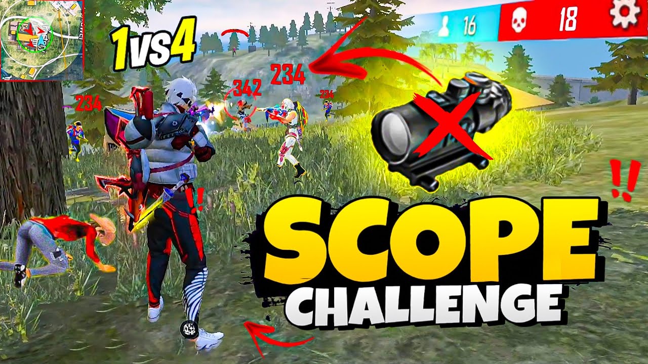 No Scope Challenge 😲 Crazy Sks Gameplay In Solo vs Squad 🤯 Free Fire