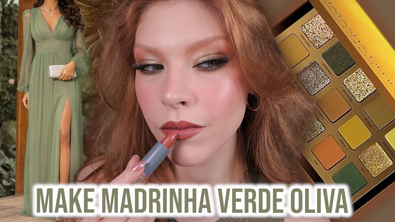 MAKE GLAM PARA MADRINHAS VESTIDO VERDE OLIVA!