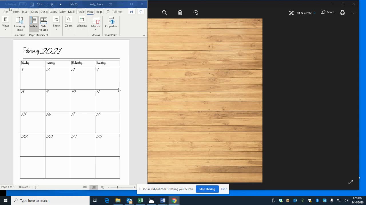 How to create a monthly view planner insert in word