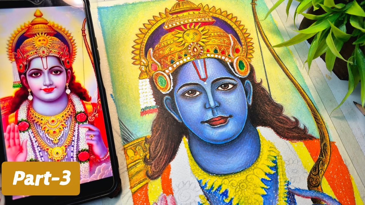 Shree Ram Ji Drawing, Oil Pastel Drawing 😍,  Part — 3 