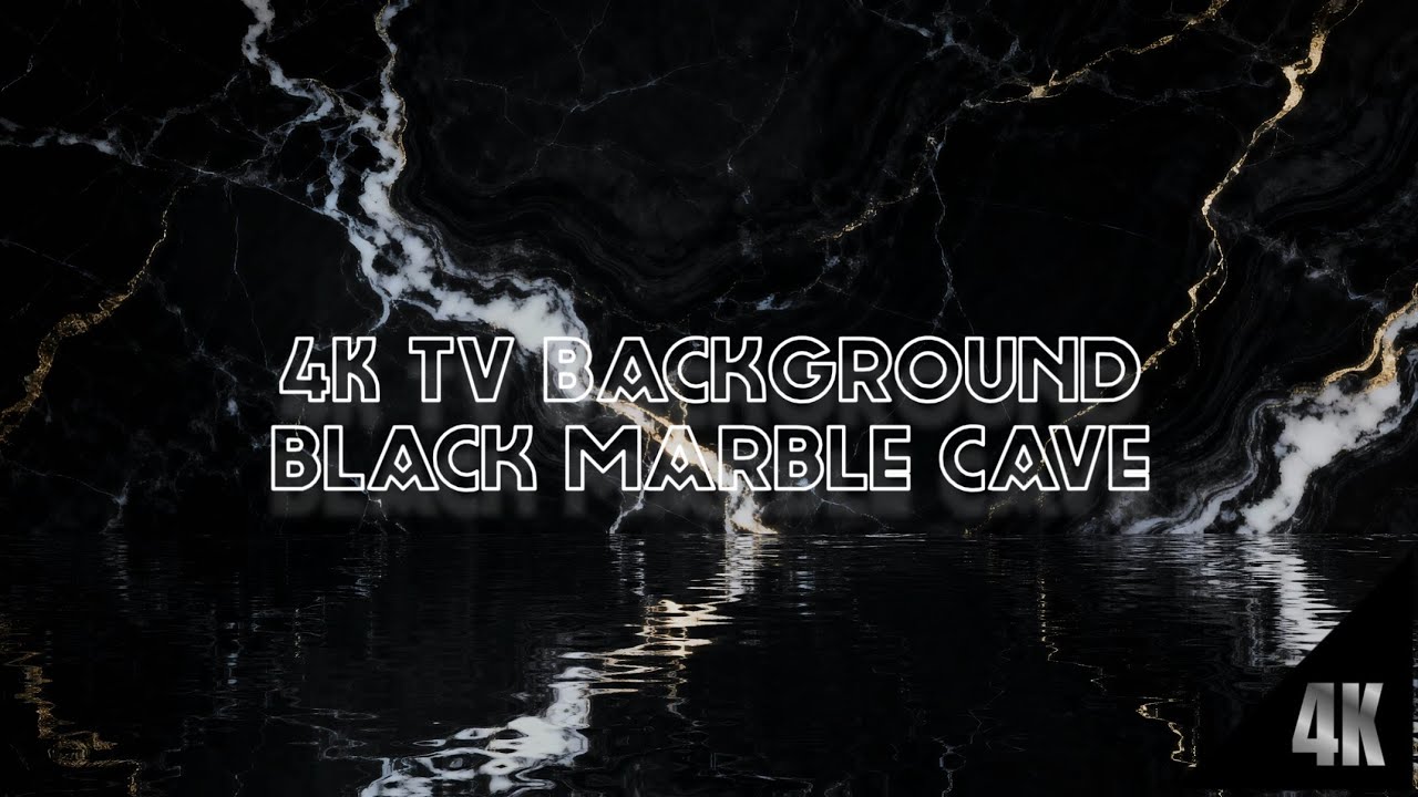 Black Marble Cave with Water Reflections | 4K TV Background