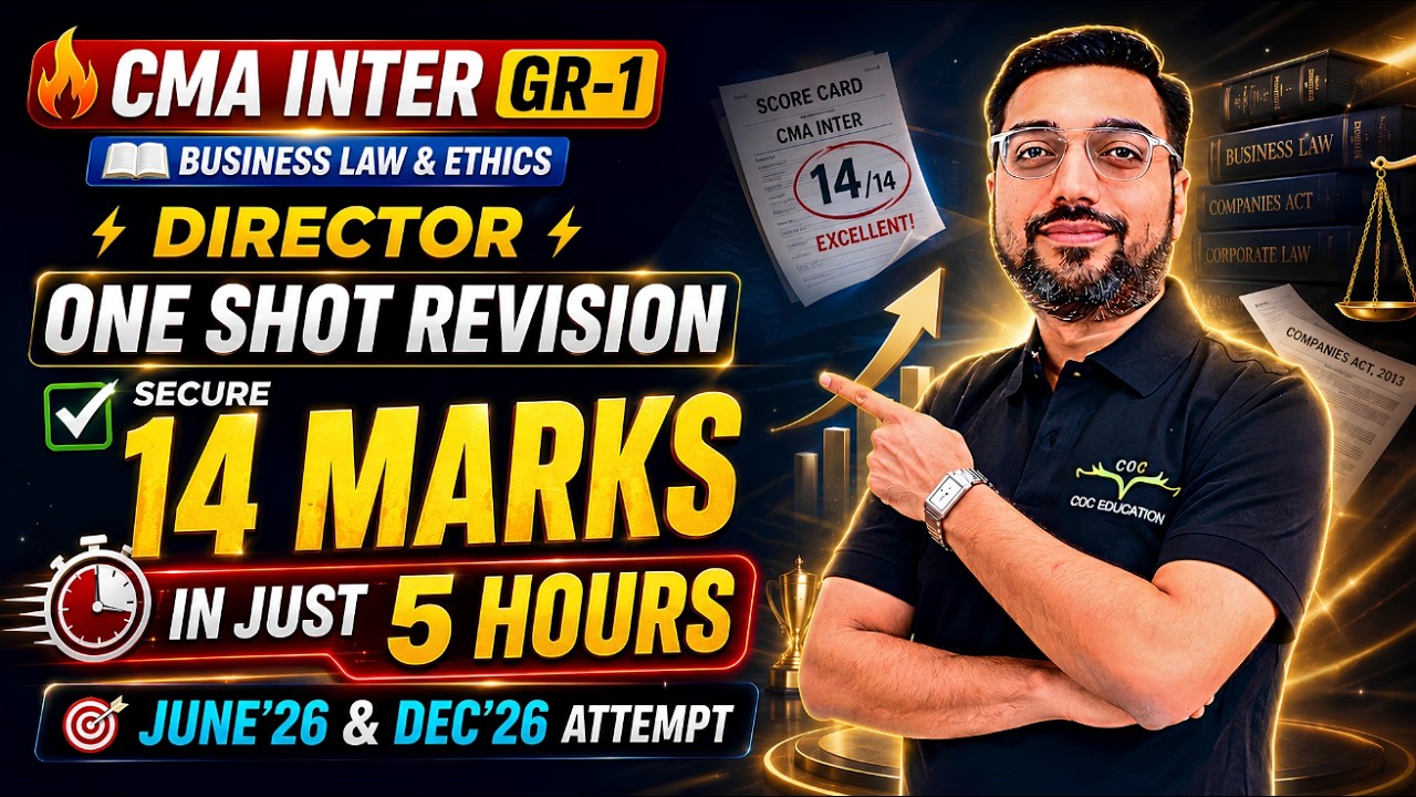 CMA Inter Gr-1 Law & Ethics Director One Shot Revision | June'26 & Dec'26 | CA Raghav Goel