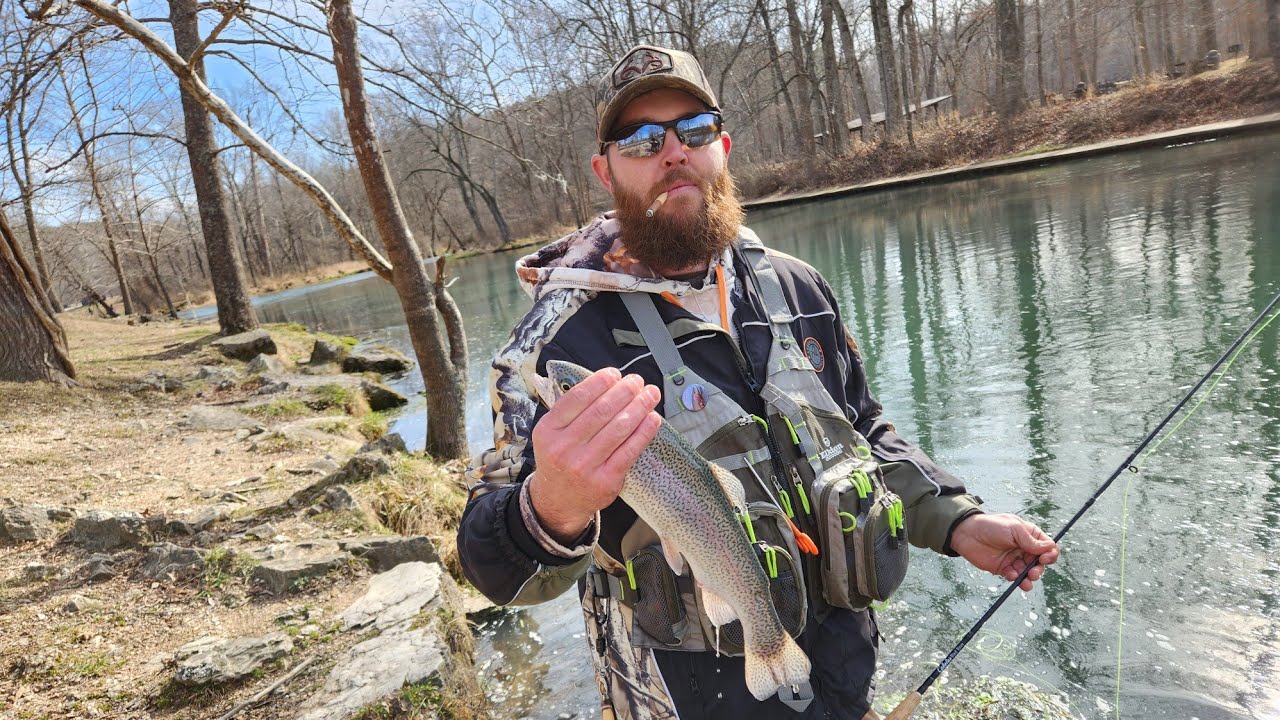 Trout Fishing at Bennett Springs State Park; 20 Plus Minutes of Hauling in Trout with a Fly Rod