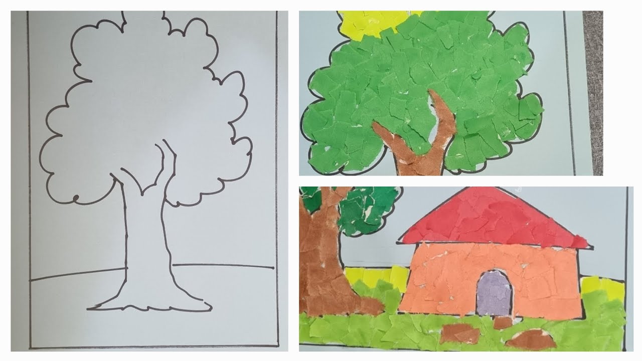 tearing and pasting activity in tree|| #tearing #origamicraft #preprimaryactivity