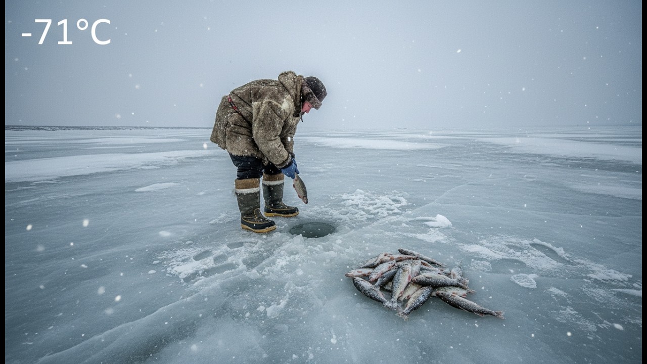 Harvesting Frozen Rivers – Ice Fishing Survival in -71°C Yakutia