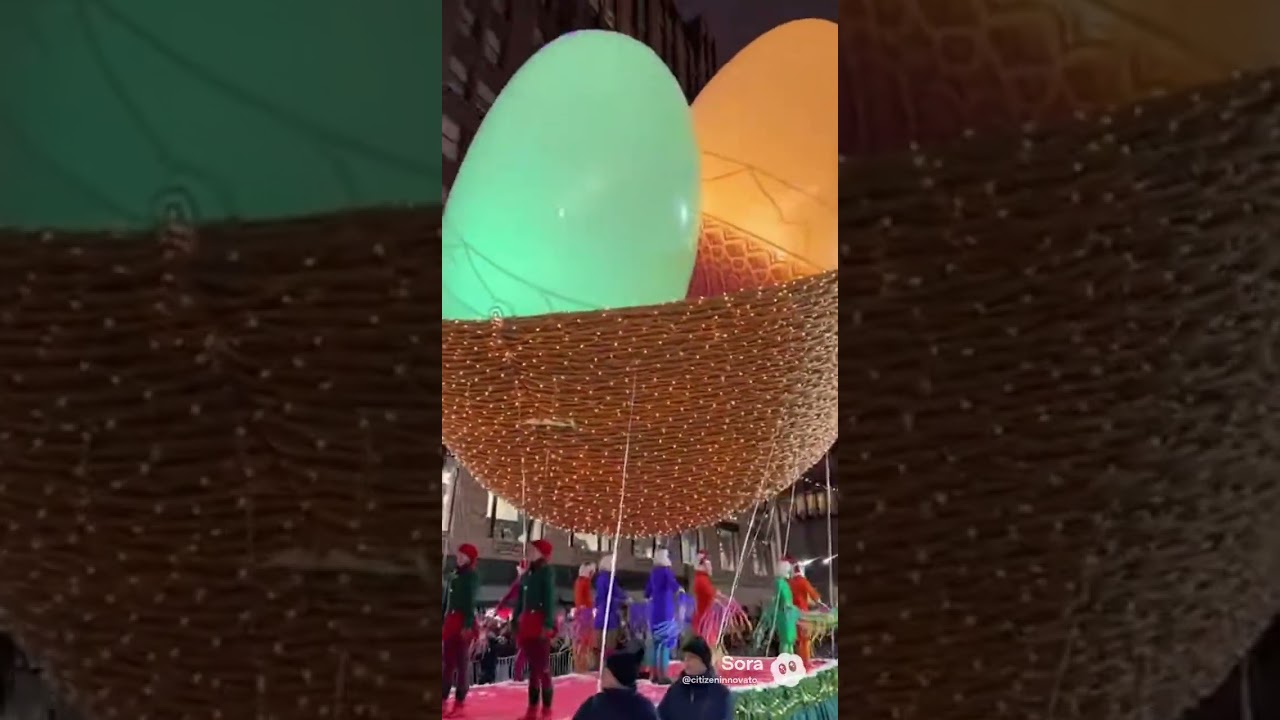 NYC Holiday Float Balloons are amazing this one is for the Fixie agent Rookery Hatchery Building