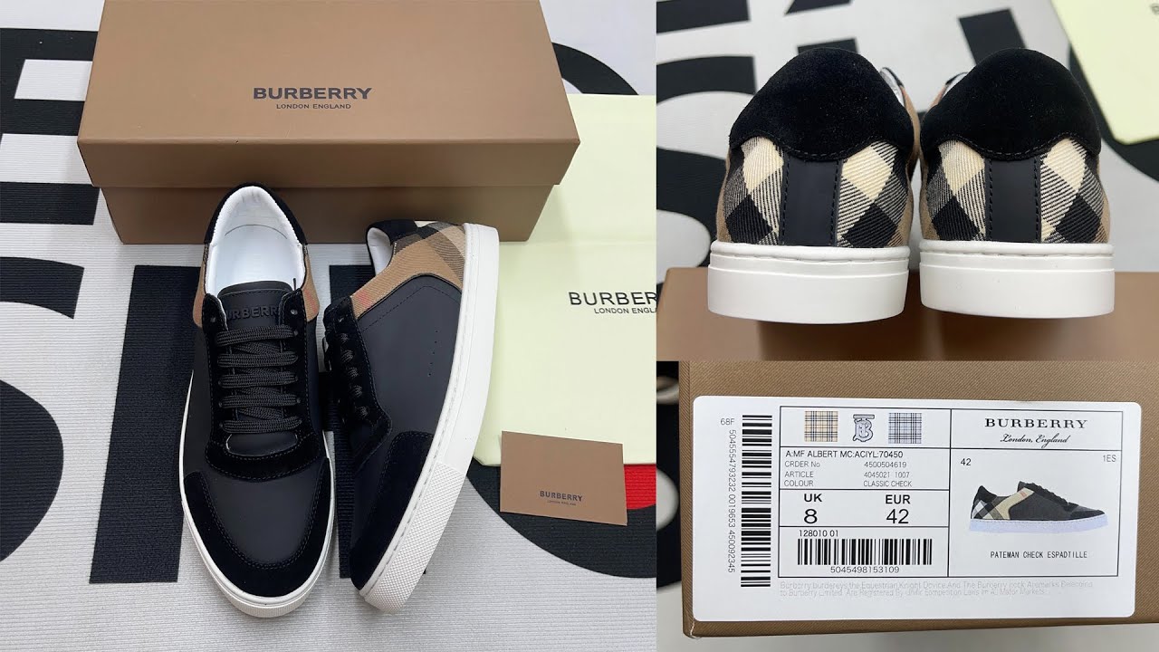 Burberry Unboxing丨Leather Suede and House Check Cotton Black Sneakers