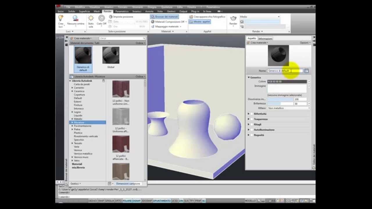 RENDER - Gestione dei materiali in AutoCAD
