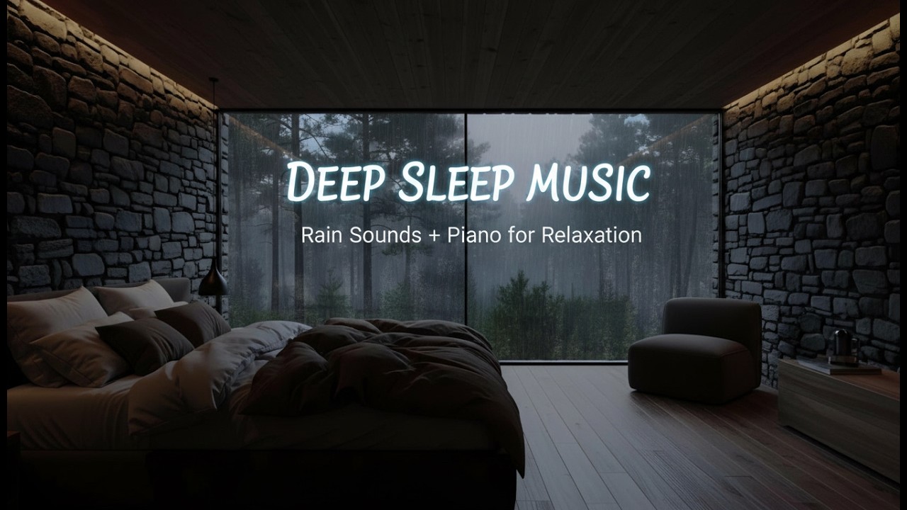 Rain Sounds & Soft Piano Music 🌧️ Crackling Fireplace and Rain Sounds for Stress Relief, Meditation🔥