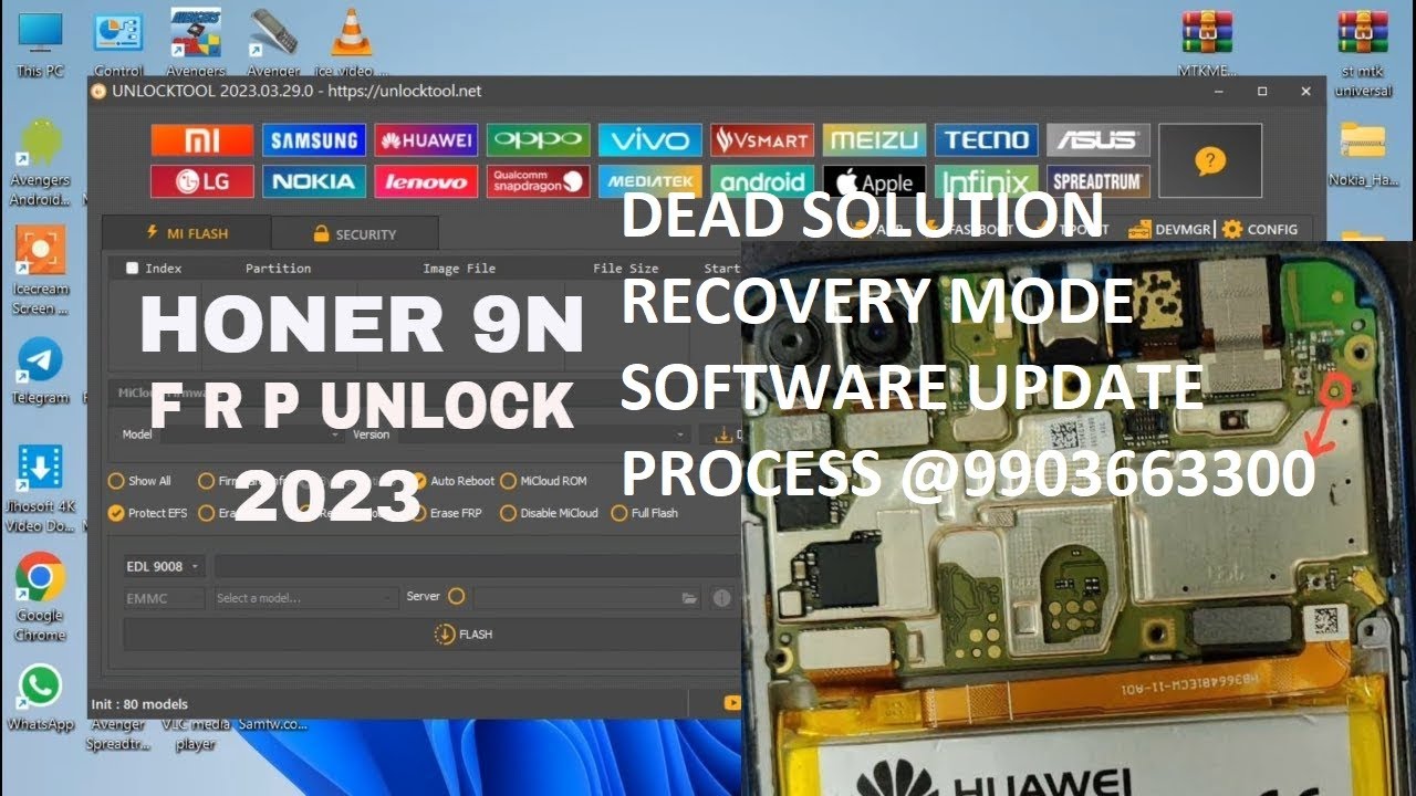 HONOR 9N /9LITE -KIRIN 598 CPU FLASHING /SOFTWARE UPDATE / FRP UNLOCK & DEADBOOT REPAIR, @9903663300