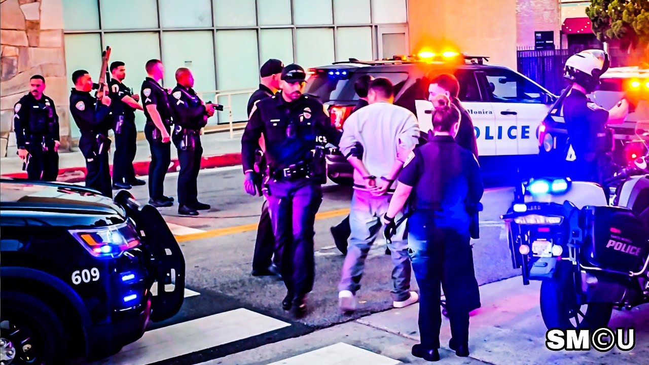 𝗚𝗨𝗡𝗦 𝗗𝗥𝗔𝗪𝗡: Police Hold Two at Gunpoint After License-Plate Alert in Santa Monica