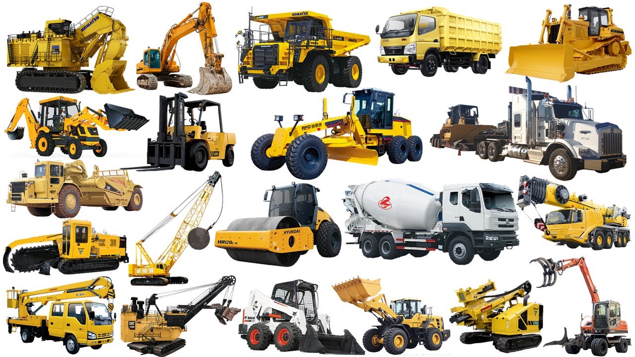 CONSTRUCITON Vehicles Name | Dump Truck, Excavator, Bulldozer, Crane, Trencher | Learn Vehicle Name