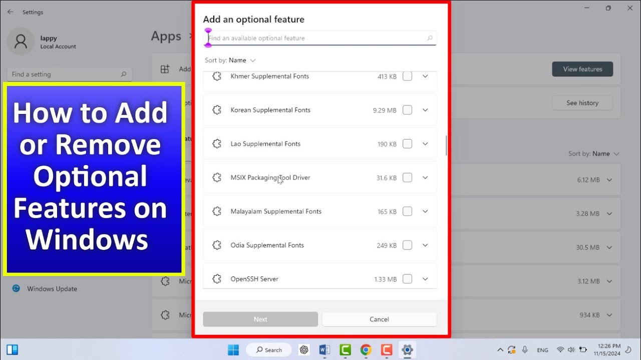 Как установить и удалить дополнительные компоненты в Windows 11