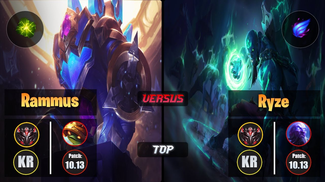 GrandMaster RAMMUS [Aftershock] (Top) VS  RYZE - Grandmaster KR Patch 10.13