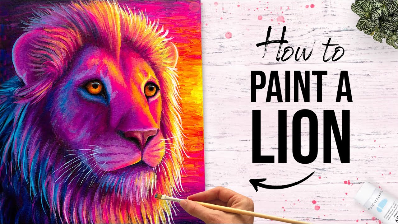 Colourful Lion Painting | How to Paint a Lion in Acrylic Paints