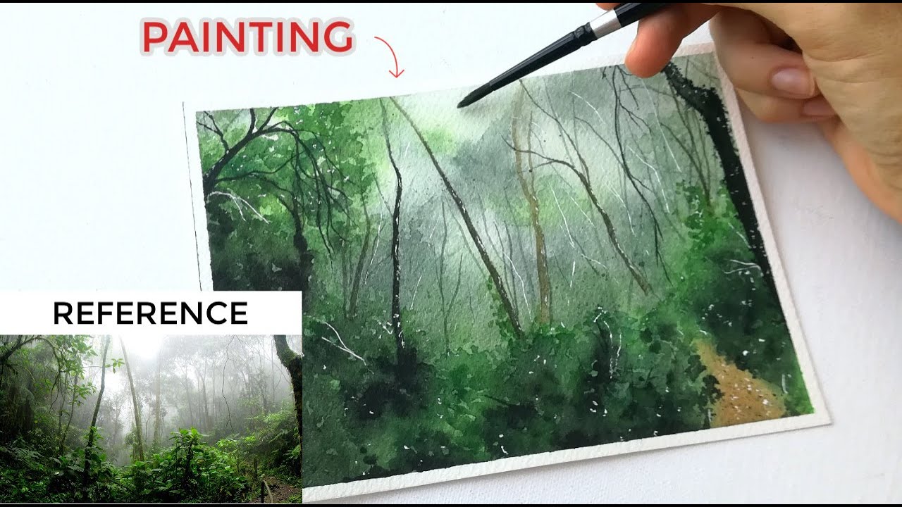 WATERCOLOR PAINTING | How to paint from a reference photo | Easy watercolor landscape for beginners