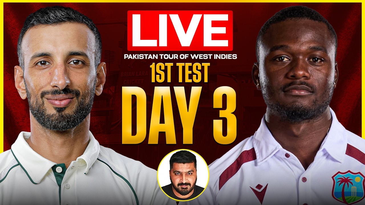 PAK vs WI Live Match Today: Pakistan vs West Indies 1st Test Day 3 | Trinidad | Cricket | Score |