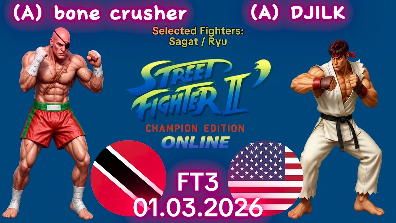bone crusher VS. DJILK - ONLINE MATCH! - Street Fighter II' Champion Edition - FT3 - 01.03.2026