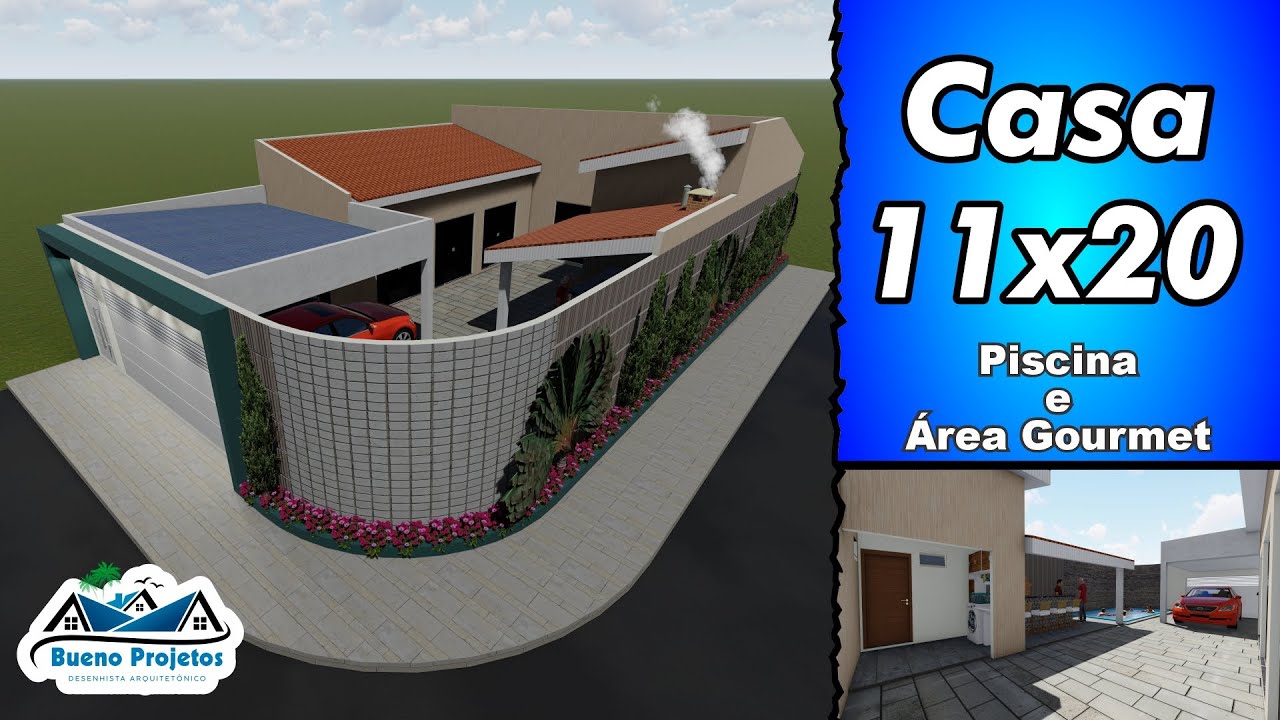 B-0085 Casa Simples de Esquina - com Piscina e Área Gourmet - Terreno 11x20 -